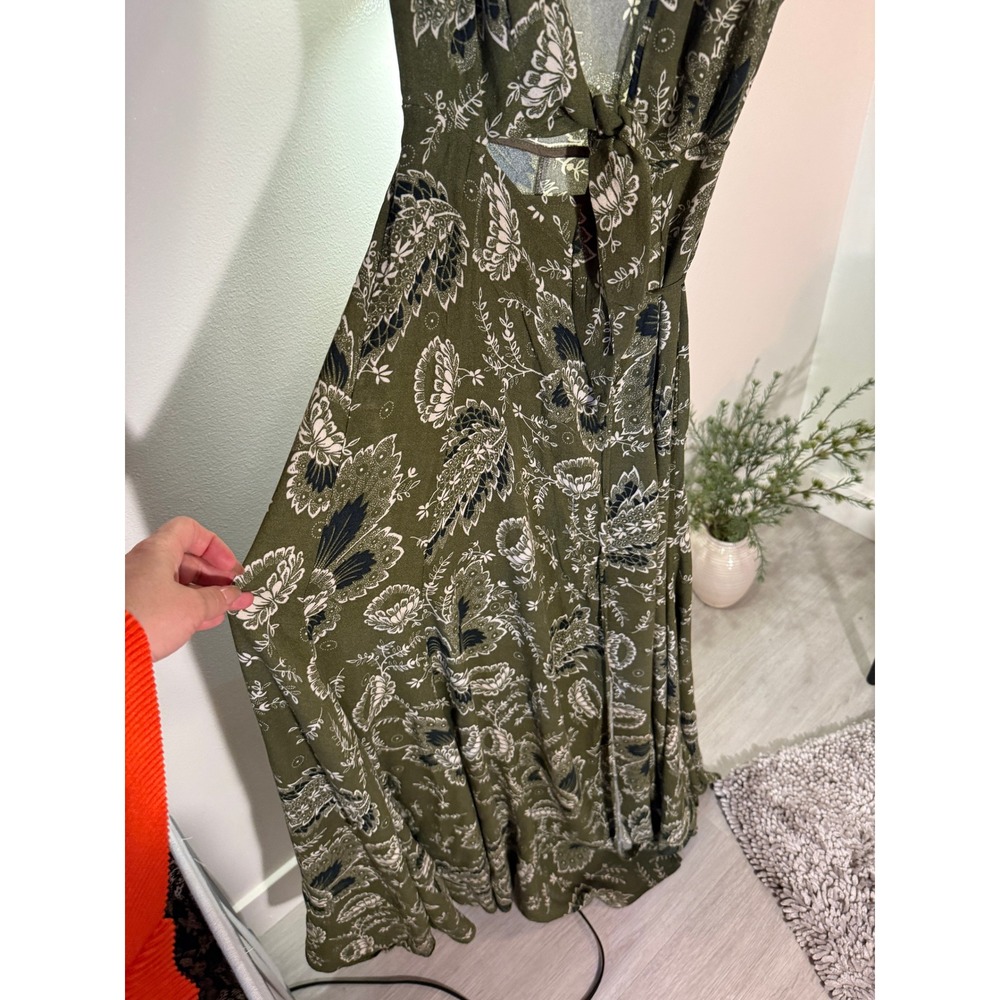 Reformation Orchid Maxi Dress Green Paisley Tie Front 2 xs euc floral wedding - Picture 4 of 14